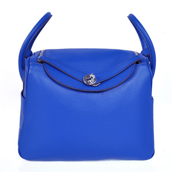 High Quality Replica Hermes Lindy 30CM Havanne Handbags Blue Clemence Leather Silver